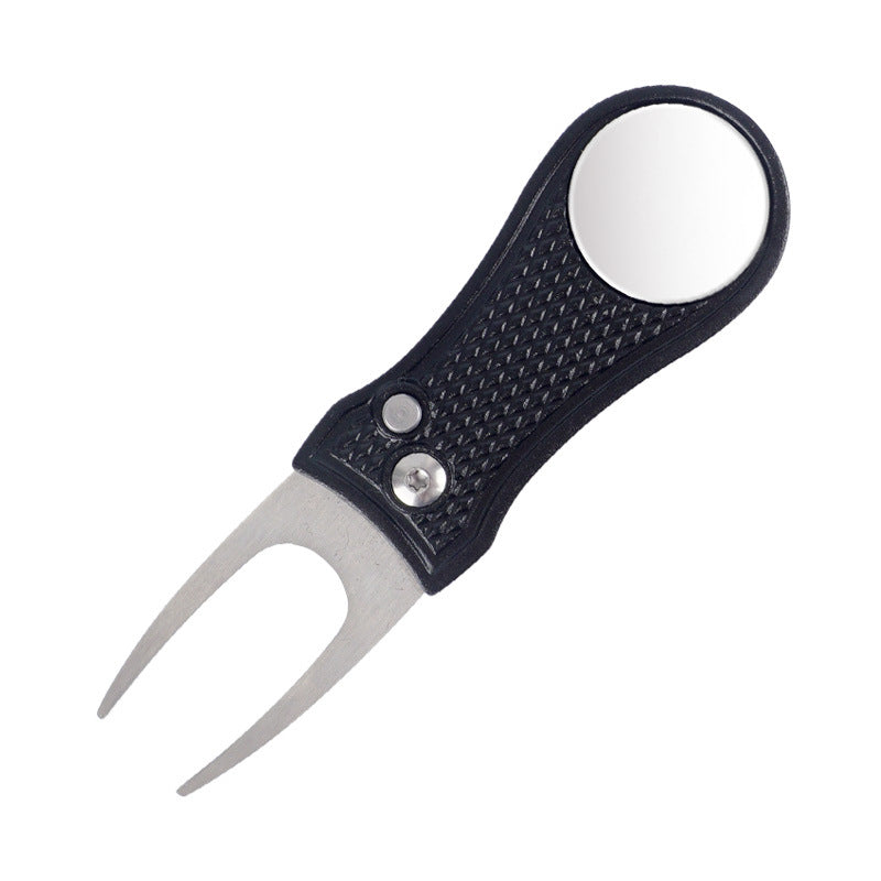 Horquilla de golf verde con mango de aluminio, herramienta de reparación de resorte plegable, regalo nuevo