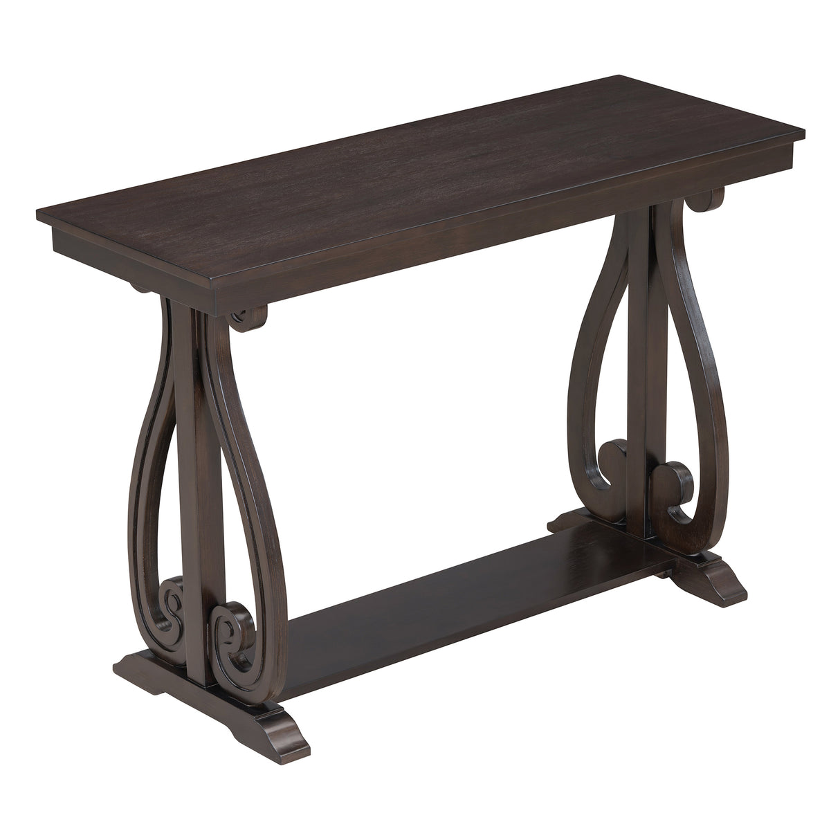 48-Inch Rustic Vintage Console Table --- Farmhouse Style Entryway Table with Open Shelf and Sturdy Construction (Espresso) - V.I.P Digital Presence