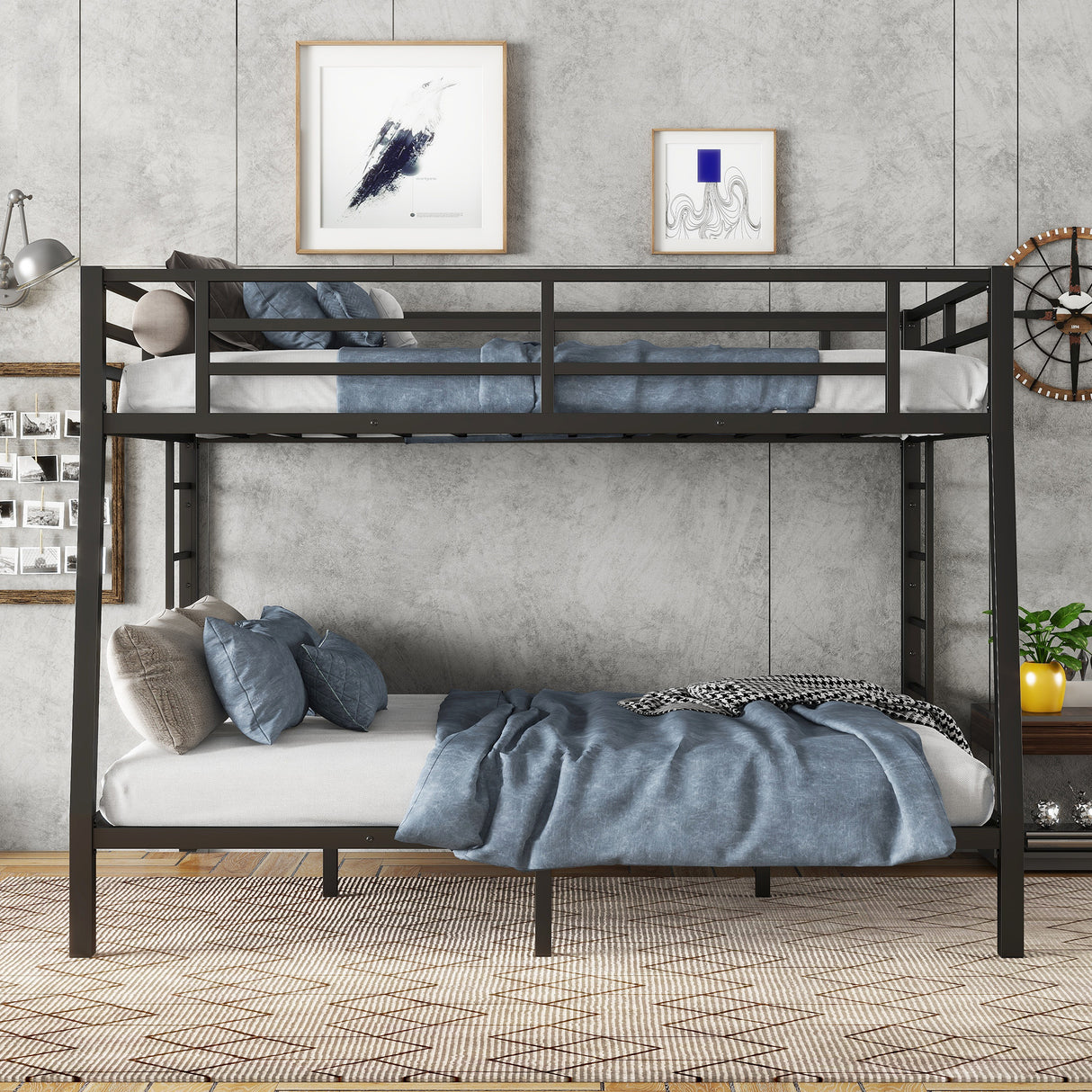 Metal Full XL over Queen Bunk Bed for Teens and Adults,Space-Saving/Noise Reduced/No Box Spring Needed - V.I.P Digital Presence