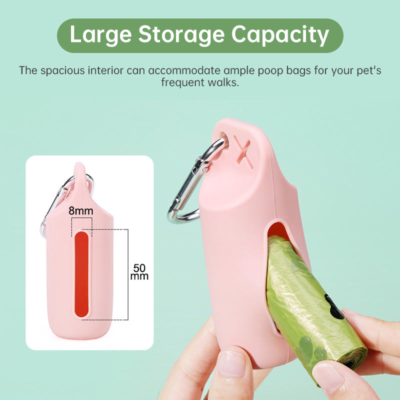 Silicone dog poop bag holder with dispenser, portable, hanging ring & storage case - V.I.P Digital Presence