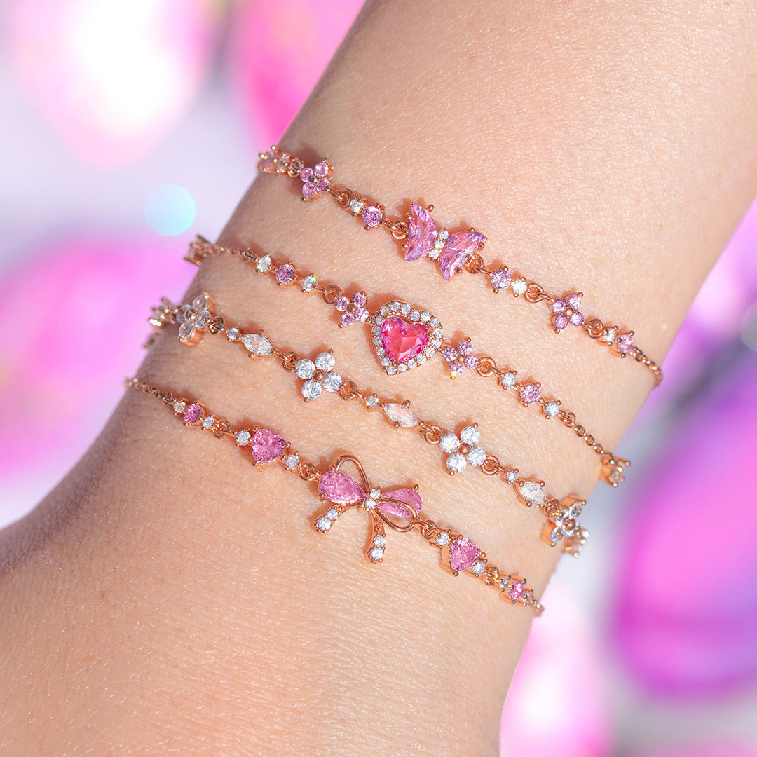 Ins Style Cute Sweet Bracelet Love Zircon Butterfly Festival Bracelet Women's Valentine's Day Gift Jewelry - V.I.P Digital Presence