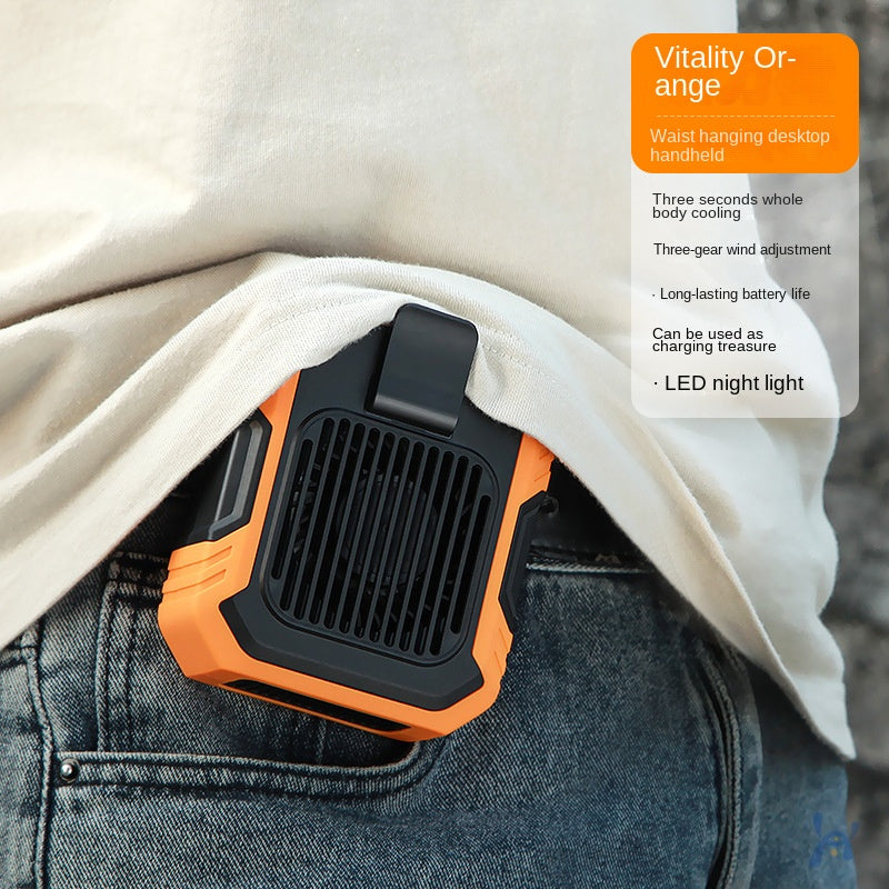 Hanging clip type fan waist mounted leaf free lazy person USB charging outdoor portable mini desktop handheld small fan - V.I.P Digital Presence