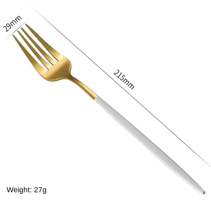 Stainless Steel Cutlery Set with Portuguese Gold Spray Painted Steak Knife, Fork, Spoon, and Tea Spoon 4-Piece Gift Pack - V.I.P Digital Presence