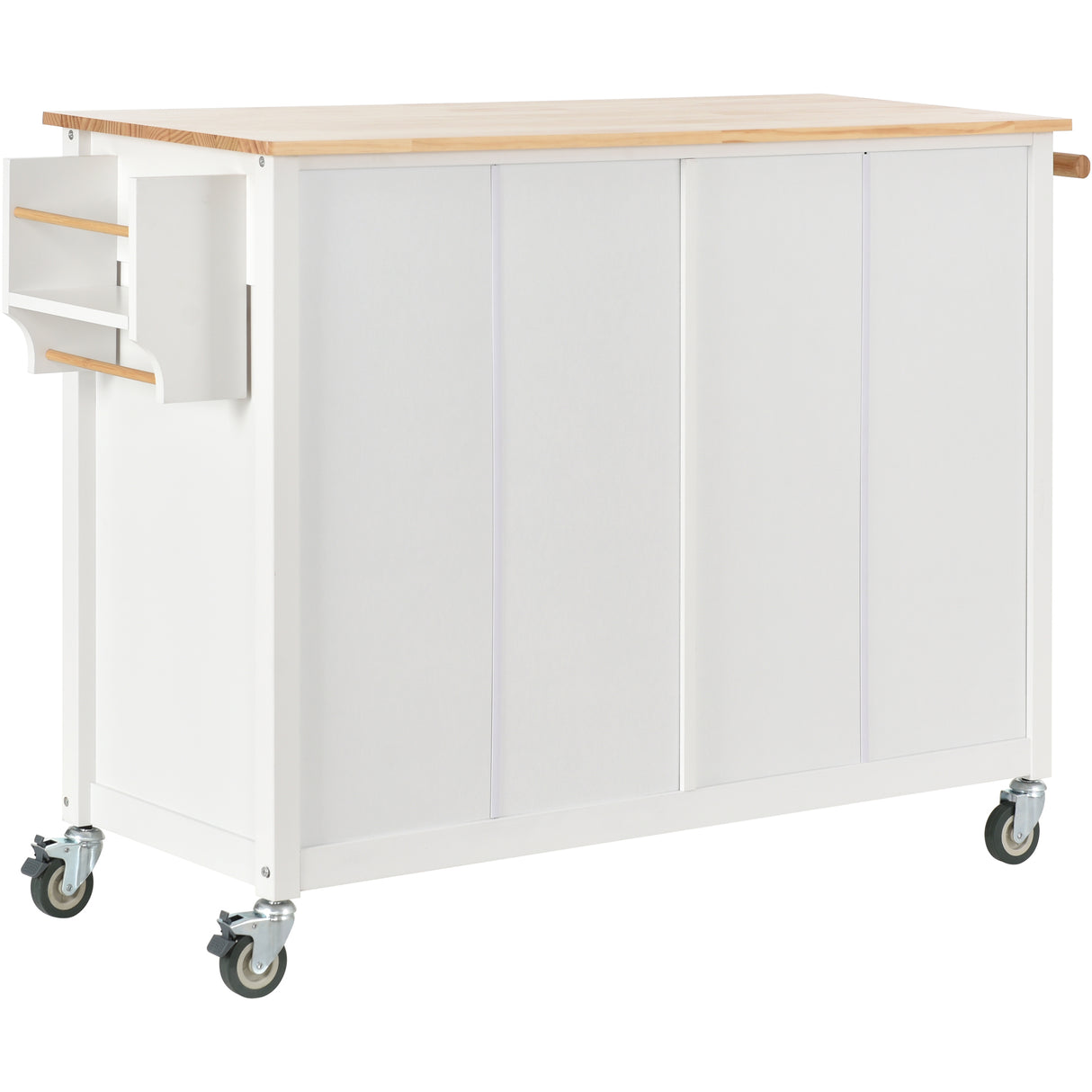 Kitchen Island Cart with Solid Wood Top and Locking Wheels 54.3 Inch Width (White)