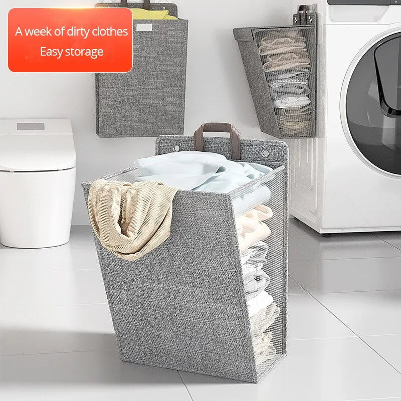 Dirty Clothes Basket Foldable Home Dormitory Dormitory Multifunctional Organization Storage Wall Hanging Basket - V.I.P Digital Presence
