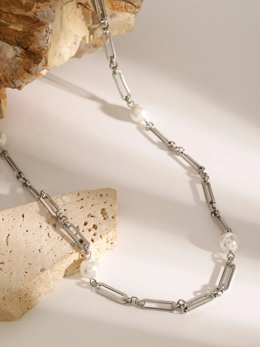 Stainless Steel Pearl Chain Necklace - V.I.P Digital Presence