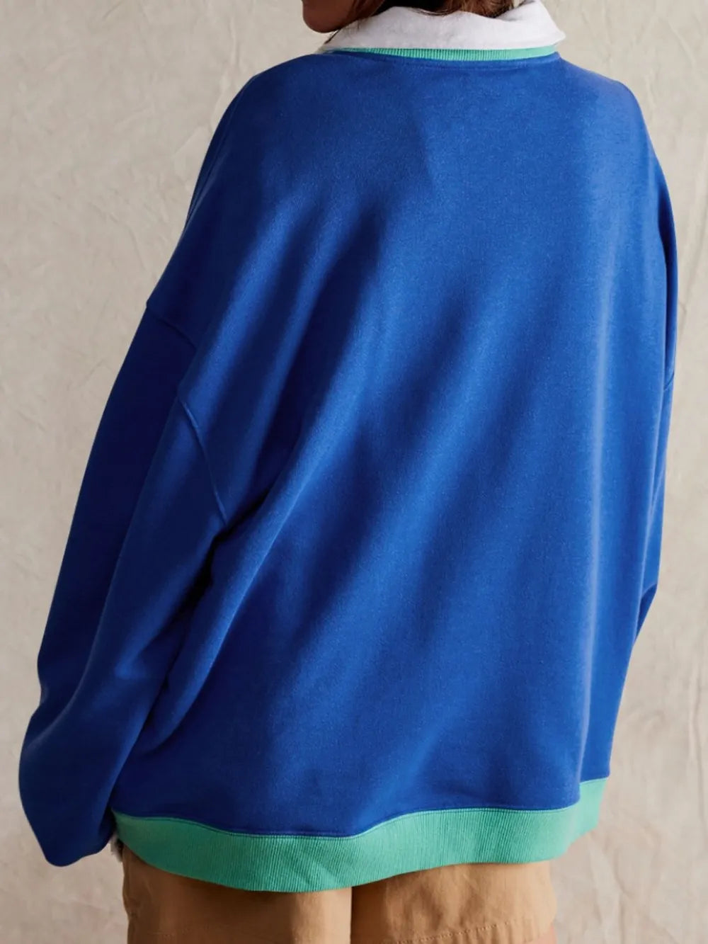 Contrast Dropped Shoulder Long Sleeve Sweatshirt - V.I.P Digital Presence