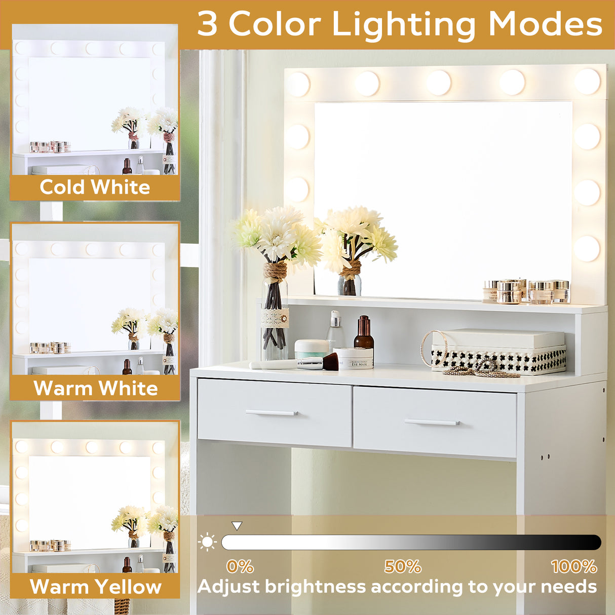 Makeup Vanity Desk with Mirror & Light - V.I.P Digital Presence