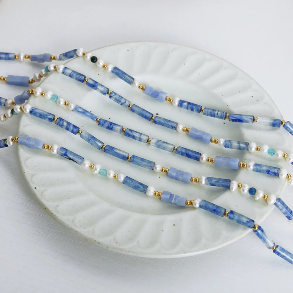 Freshwater Pearl Titanium Steel Geometric Bead Necklace - V.I.P Digital Presence