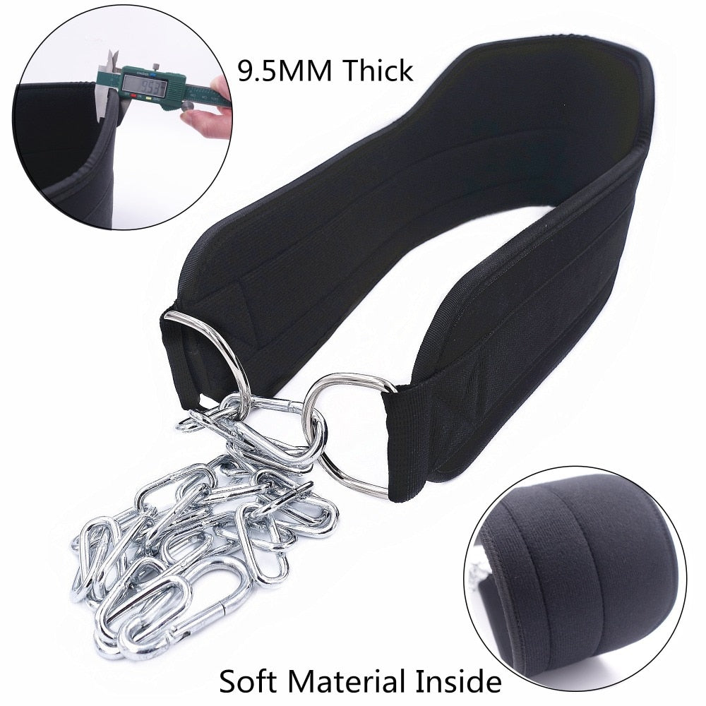 Thick Neoprene Weight Lifting Belt with Chain Dipping Belt for Pull Up Chin Up Kettlebell Barbell Fitness Bodybuilding Gym Belt - V.I.P Digital Presence