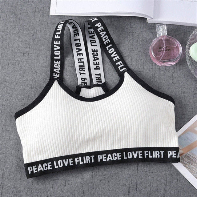 Sport Cropped Top Bra Push Up Running Yoga Bra Cotton Letters Sport Tops For Women Gym Wear Solid Fitness Bra Women Sportswear - V.I.P Digital Presence