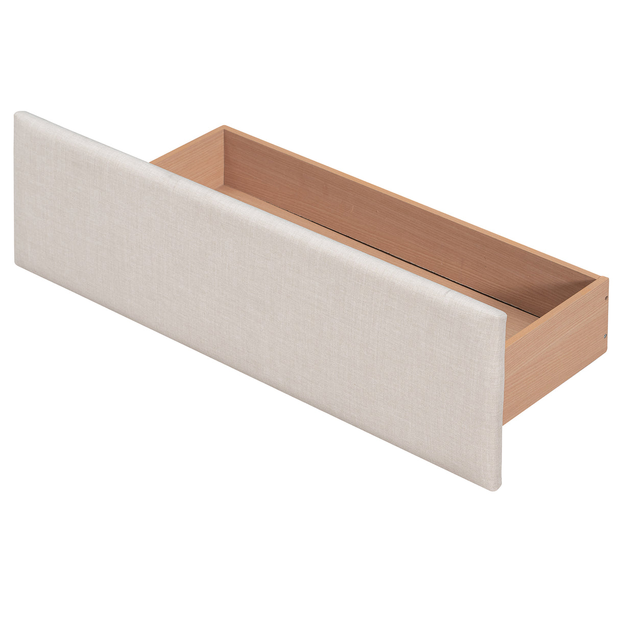 Upholstered Platform Bed with Classic Headboard and 4 Drawers No Box Spring Needed Linen Fabric Queen Size Beige - V.I.P Digital Presence