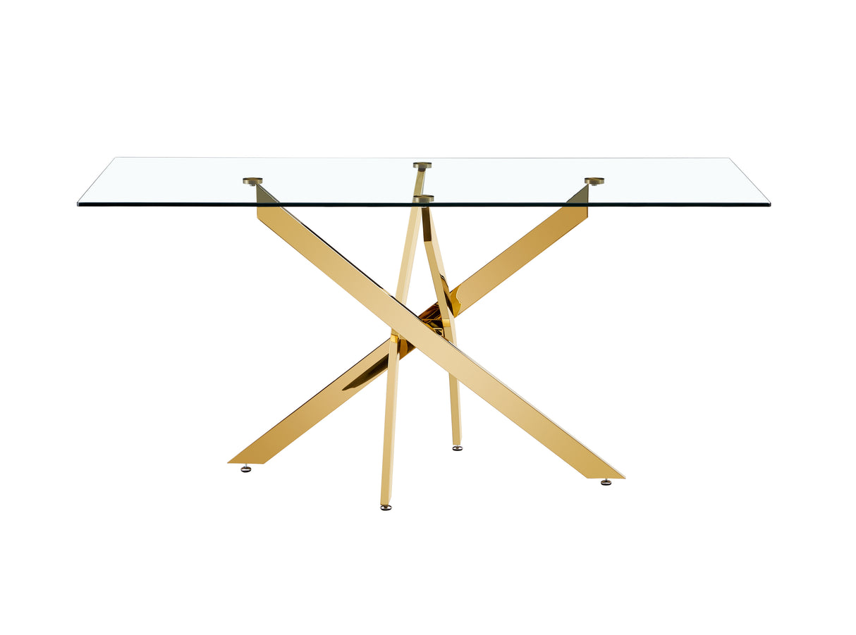 BL-16080-CLEAR GLASS-GOLD TABLE CLEAR GLASS TOP - V.I.P Digital Presence