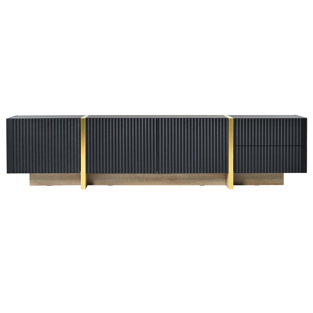 Luxury Fluted TV Stand for TVs Up to 80'', Modern Entertainment Center with Storage Cabinets & Drawers Black - V.I.P Digital Presence