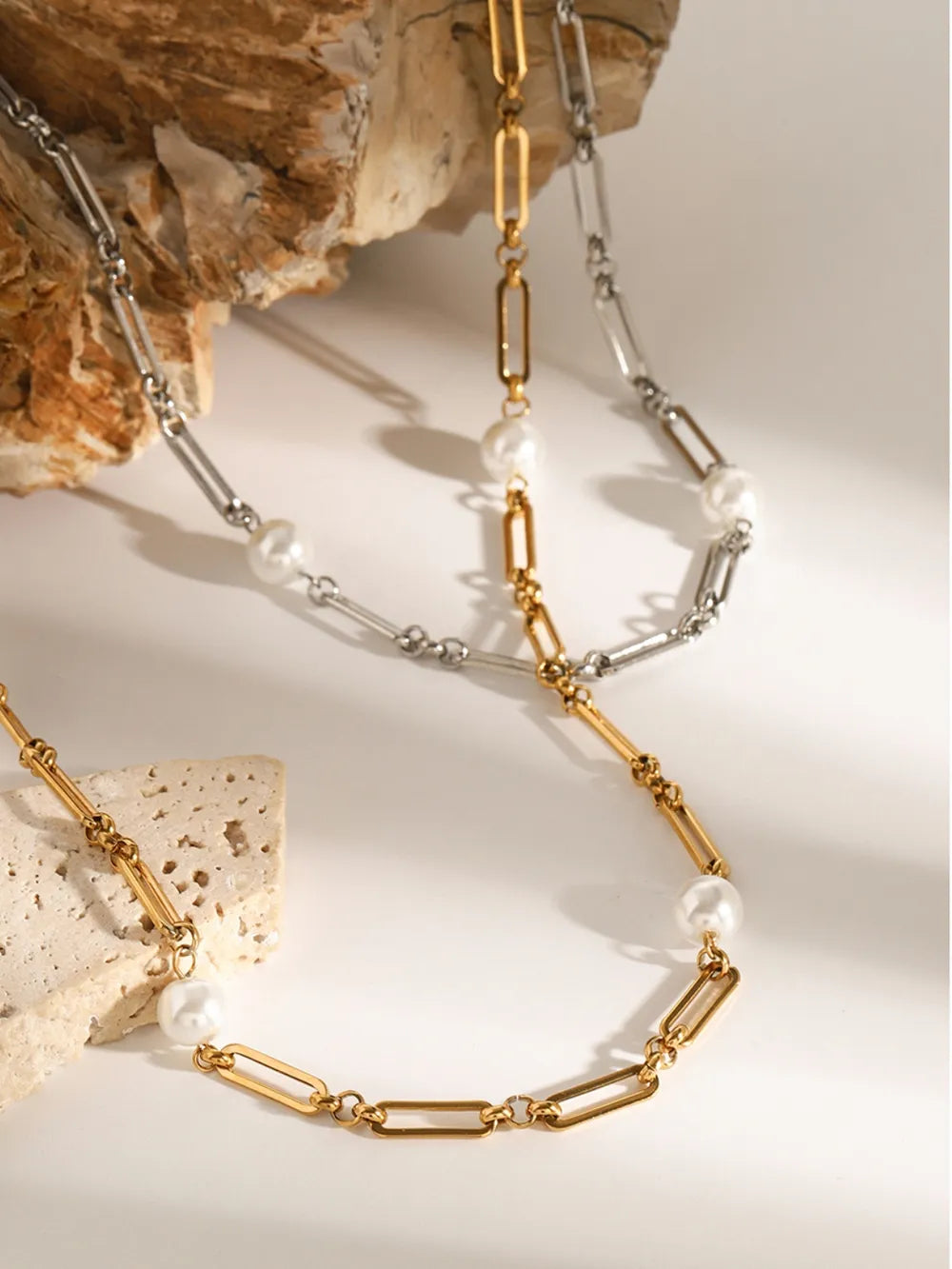 Stainless Steel Pearl Chain Necklace - V.I.P Digital Presence