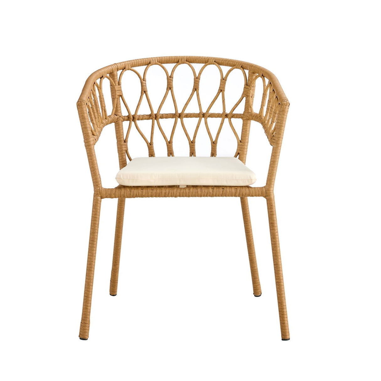 Outdoor dining set of 5 simple bamboo dinning table PE ratten round table 110CM plastic wood top - V.I.P Digital Presence