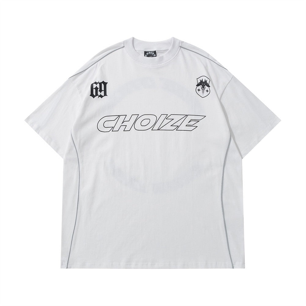Letter printed short sleeved T-shirt men's loose sportswear American fashion brand niche summer round neck T-shirt top - V.I.P Digital Presence