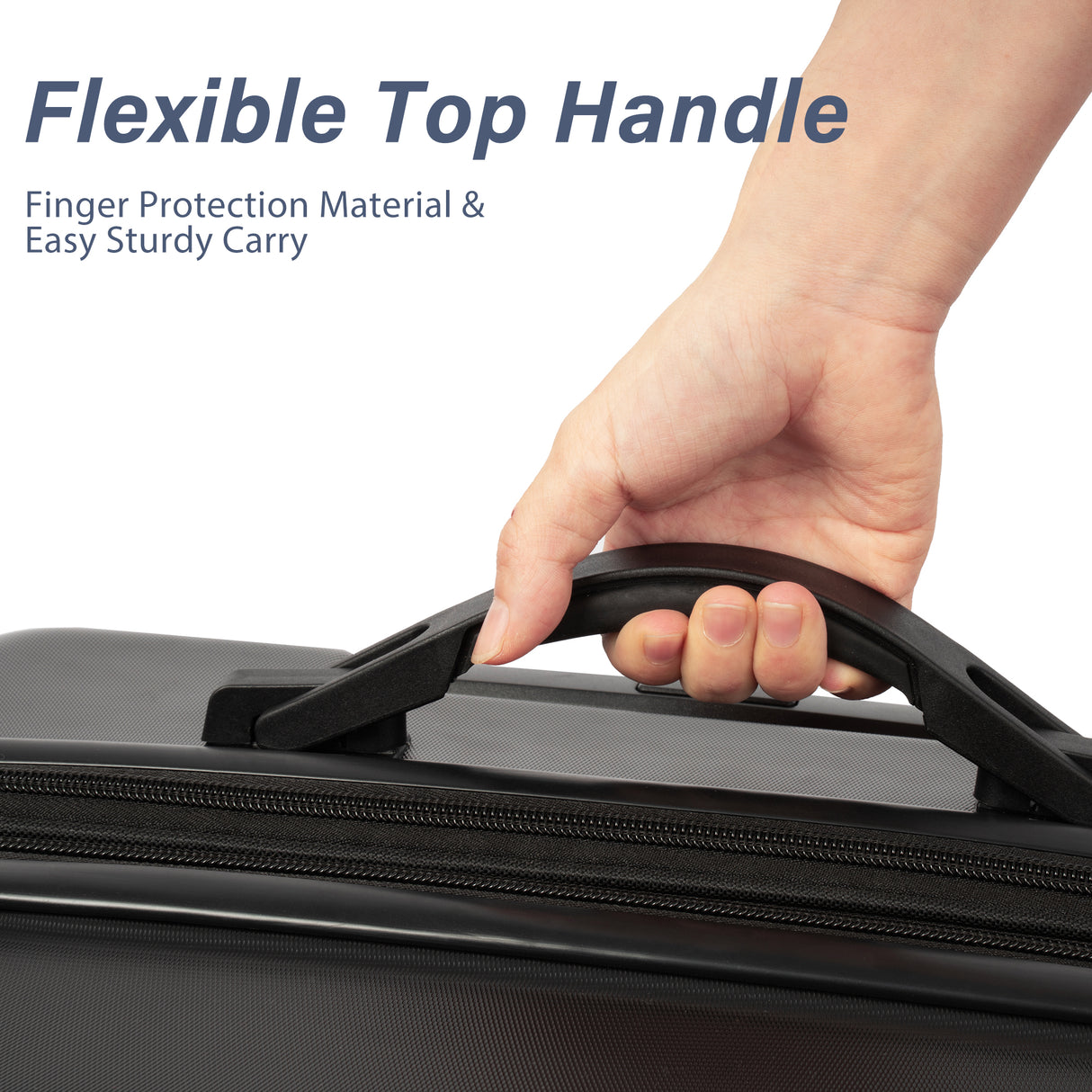Hardshell Luggage Sets 3 Pcs Spinner Suitcase with TSA Lock Lightweight 20''24''28'' Black + ABS