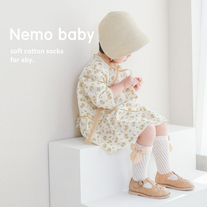 Children's Socks Combed Cotton Girl Baby Bow Princess Socks Hollow Mesh Dance Socks - V.I.P Digital Presence
