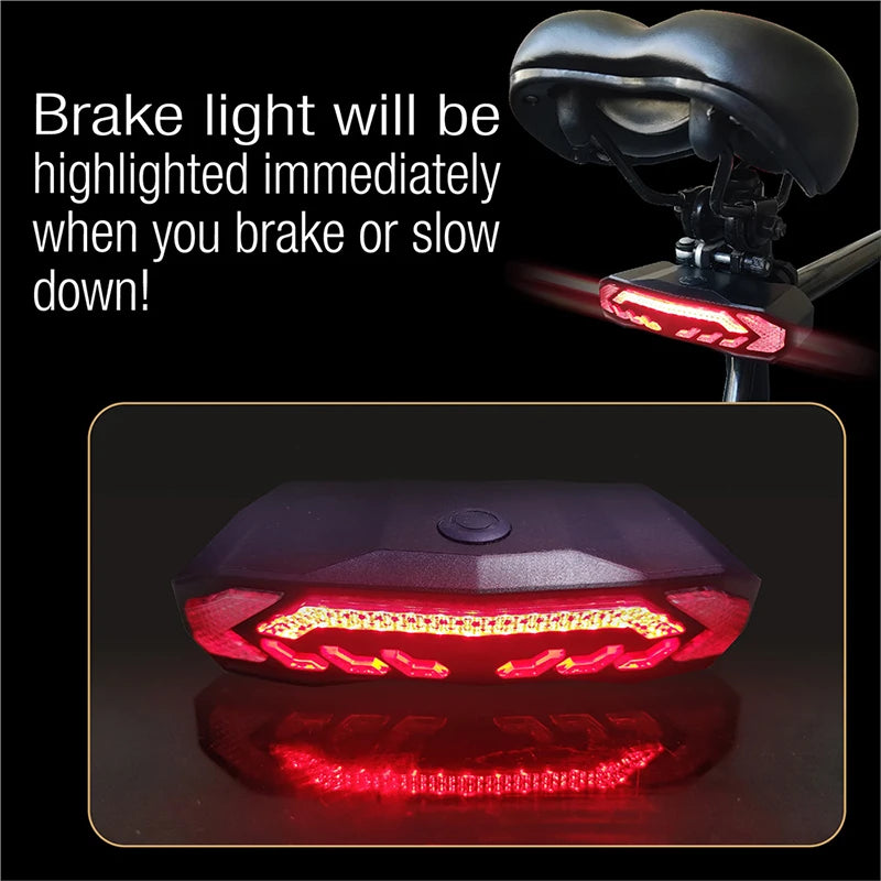 Bike Alarm Tail Light with Turn Signals Multifunctional Waterproof USB Rechargeable Electric Bell Bicycle Lamp Bike Rear Light - V.I.P Digital Presence