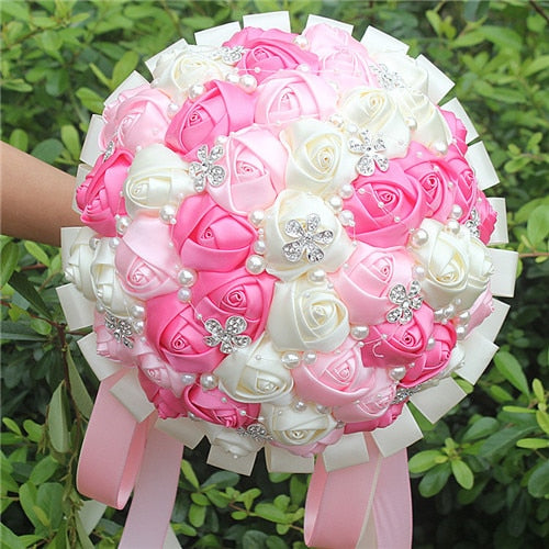 WifeLai-A Ramos De Novia Burgundy Artificial Flower Bridesmaid Wedding Bouquet - V.I.P Digital Presence