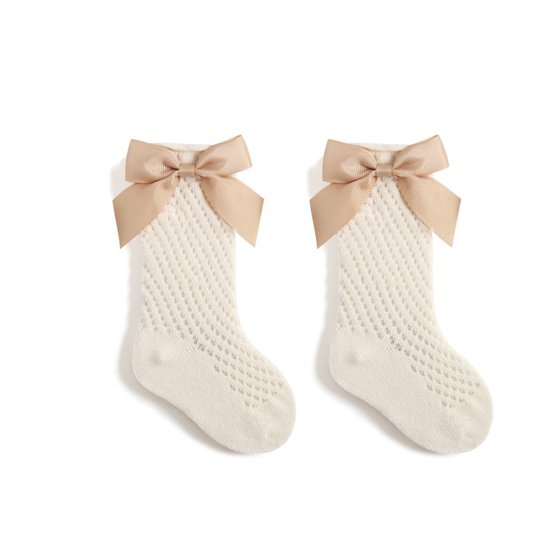Children's Socks Combed Cotton Girl Baby Bow Princess Socks Hollow Mesh Dance Socks - V.I.P Digital Presence