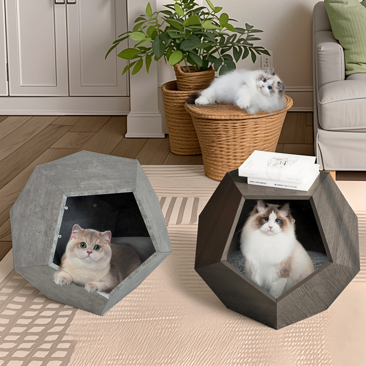25.98"Modern Pet Furniture Cat Litter Side Table, Sofa Side Table, Planter MDF Multifunctional Furniture, Cement Gray - V.I.P Digital Presence