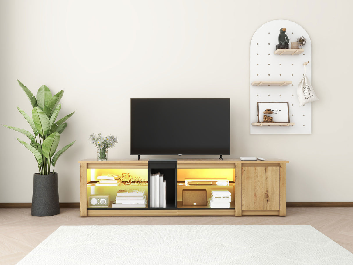 ModernTV stand suitable for TVs under 80 inches, media console with multifunctional storage, and LED lights - V.I.P Digital Presence