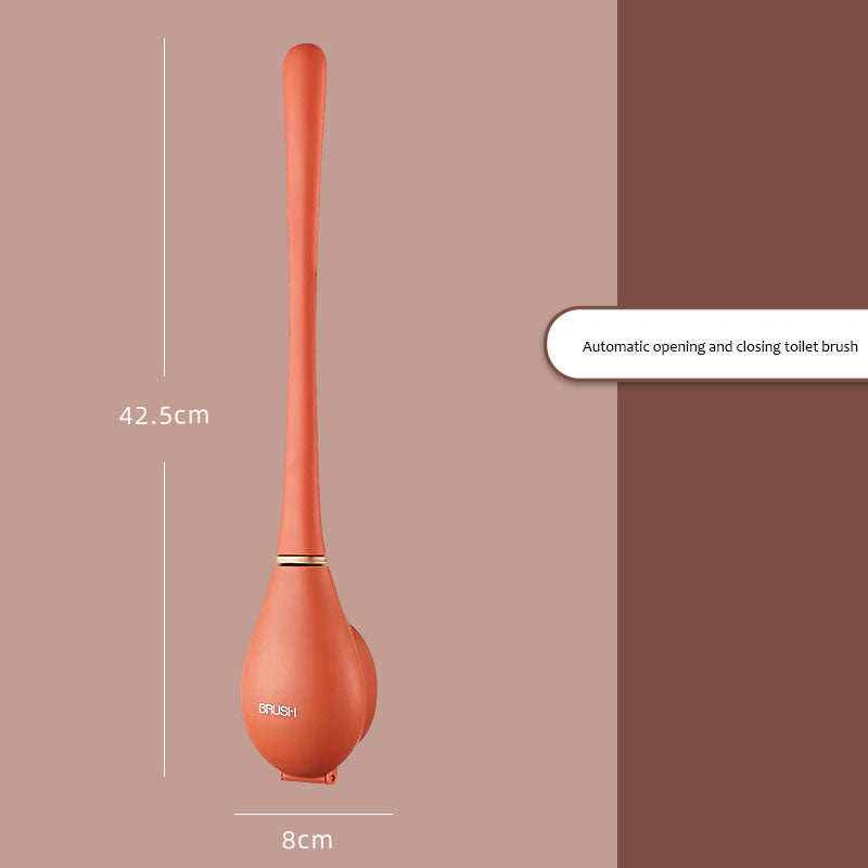 Non perforated wall mounted toilet brush with base, household dead corner cleaning silicone long handle - V.I.P Digital Presence
