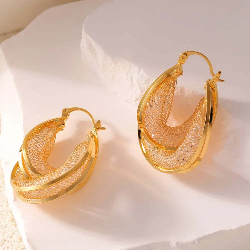 Copper Glass Stone U Shape Earrings - V.I.P Digital Presence