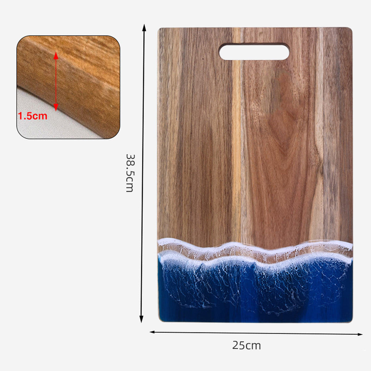 Wood Cutting Board Resin Blue green Wave Pattern - V.I.P Digital Presence