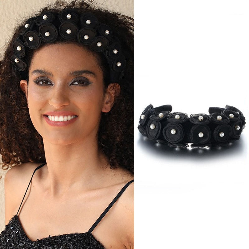 Fashionable fabric pearl flower headband - V.I.P Digital Presence