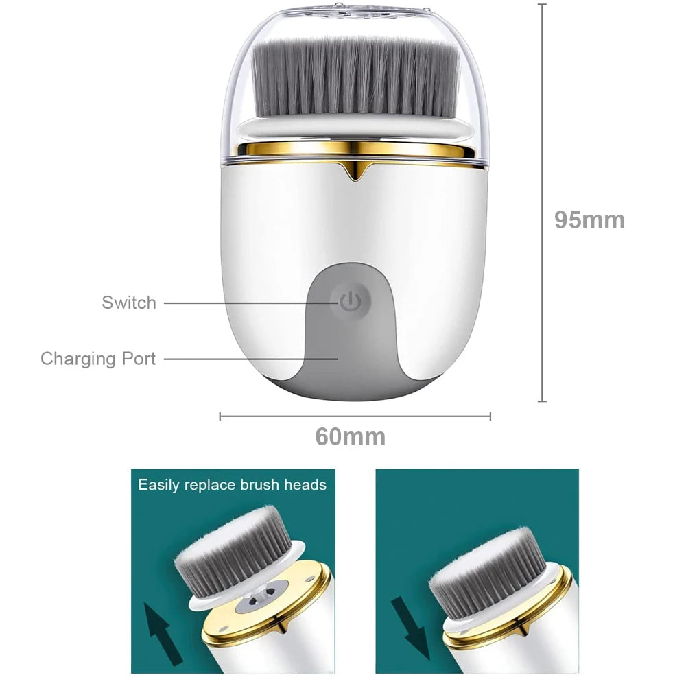 3 in 1 Ultrasonic Facial Cleanser Brush Electric Cleansing Face Brush 360 Rotate Deep Cleaning Brush Facial Skin Care Machine - V.I.P Digital Presence