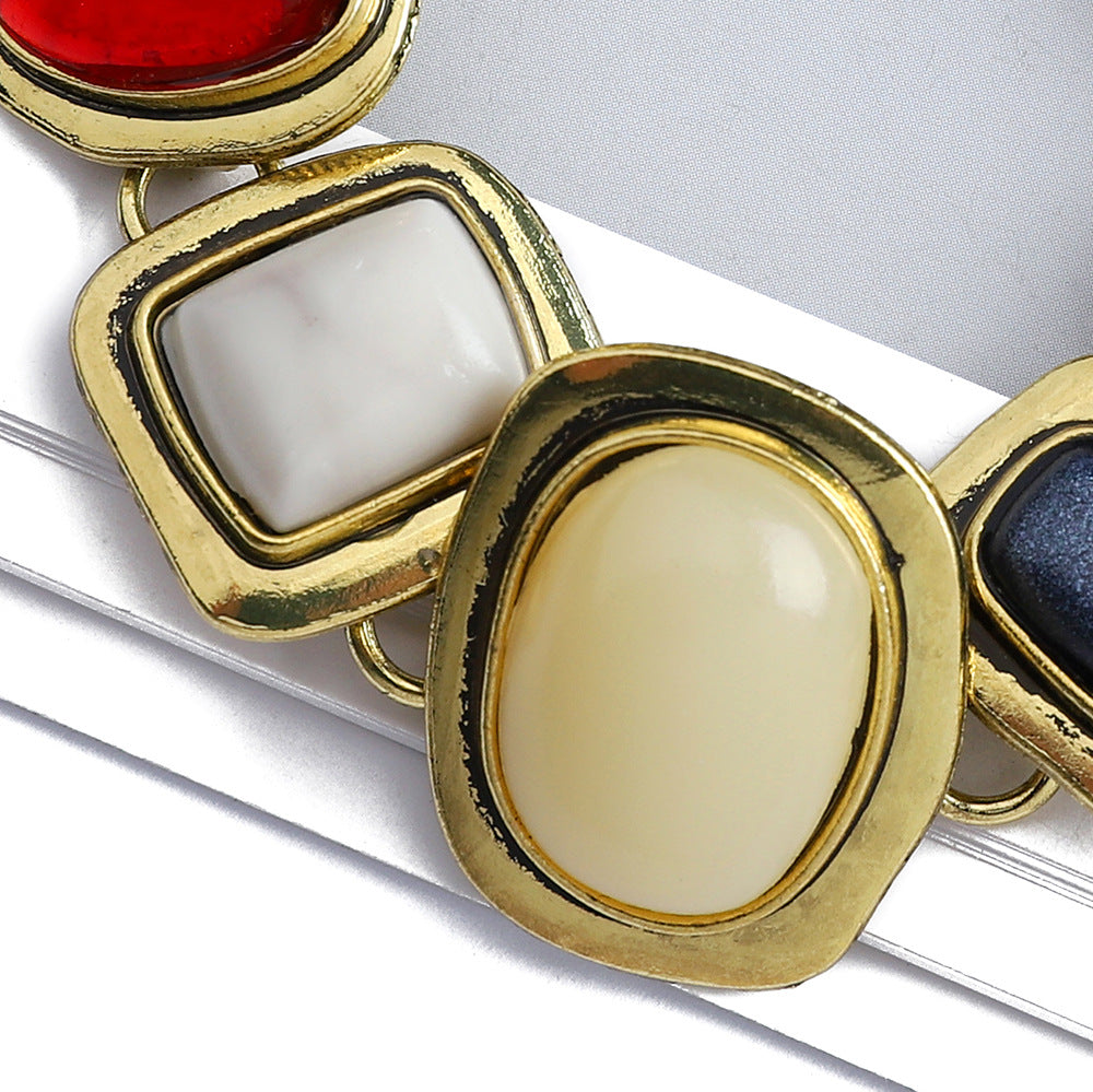 Colorful natural stone crystal glass exaggerated bracelet women's high-end accessory - V.I.P Digital Presence