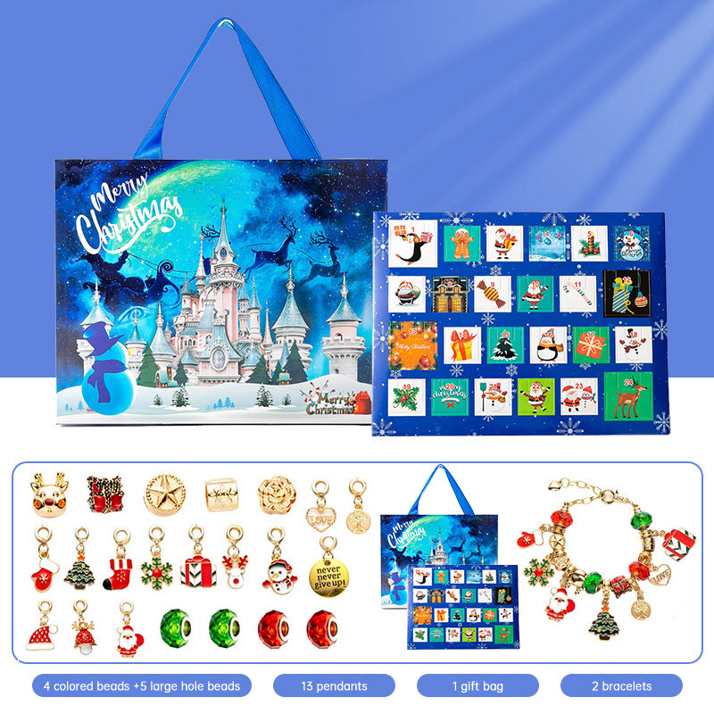 DIY creative children's bracelet jewelry 24-grid calendar Christmas holiday surprise blind box silver set - V.I.P Digital Presence