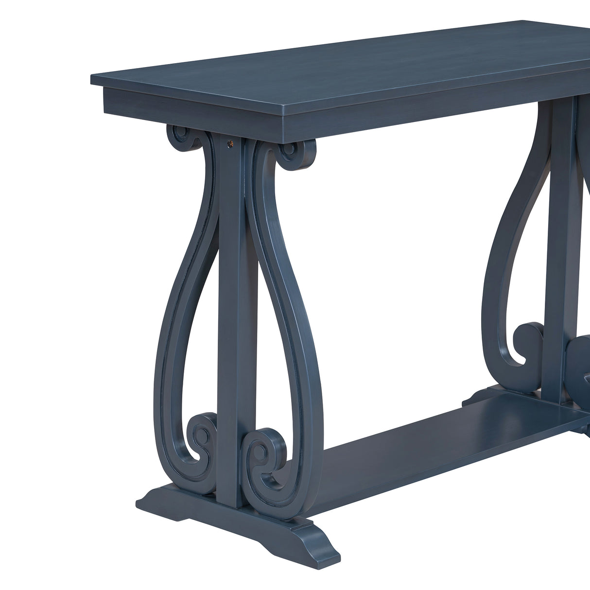 48-Inch Rustic Vintage Console Table --- Farmhouse Style Entryway Table with Open Shelf and Sturdy Construction (Navy) - V.I.P Digital Presence