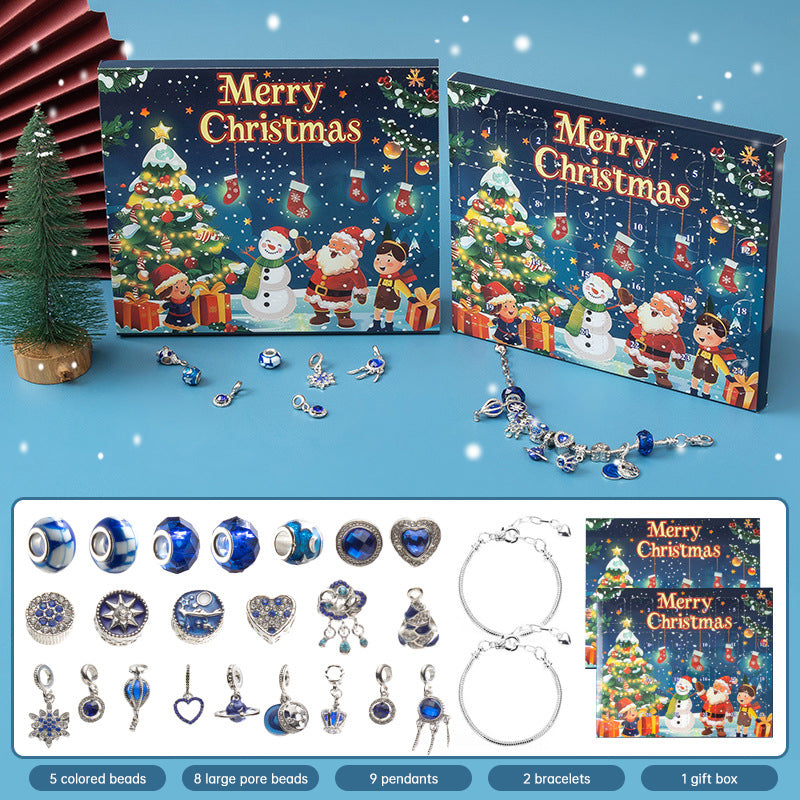 DIY creative children's bracelet jewelry 24-grid calendar Christmas holiday surprise blind box silver set - V.I.P Digital Presence