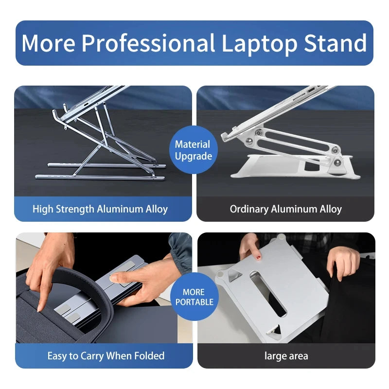 N8 Laptop Stand Adjustable Aluminum Desktop Cooling Pad for Macbook Notebook Bracket Support Foldable Portable Laptop Holder - V.I.P Digital Presence
