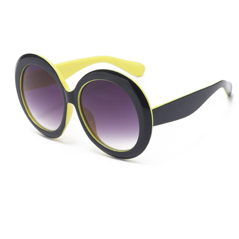Personalized dual color sunglasses, fashionable circular large frame sunglasses for women - V.I.P Digital Presence