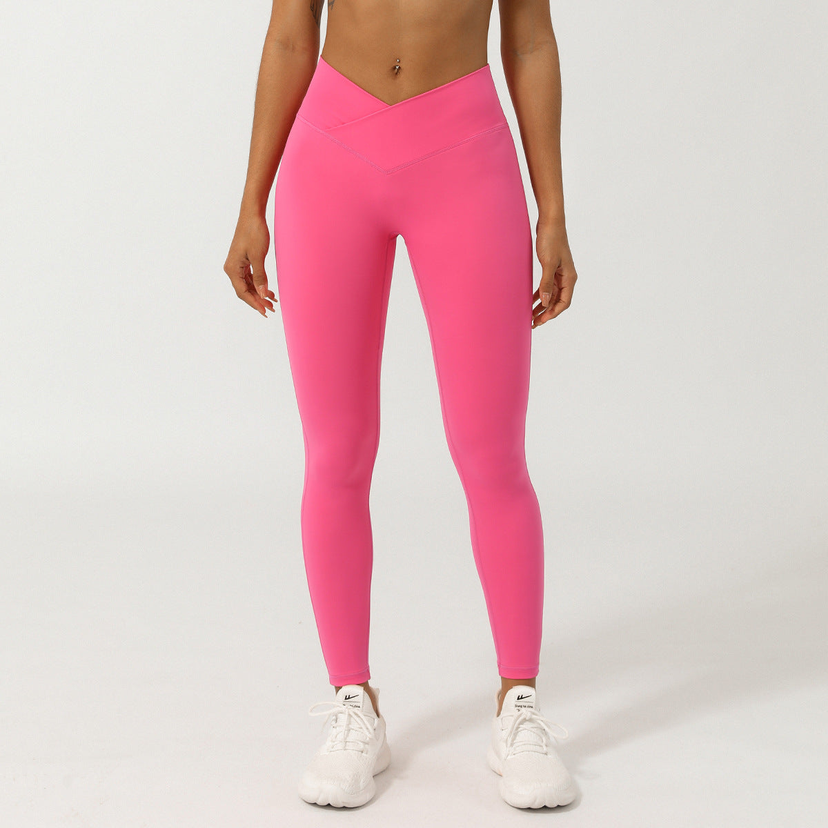 Cross V-shaped yoga cropped pants without T-line peach hip lifting fitness pants quick drying sports pants - V.I.P Digital Presence
