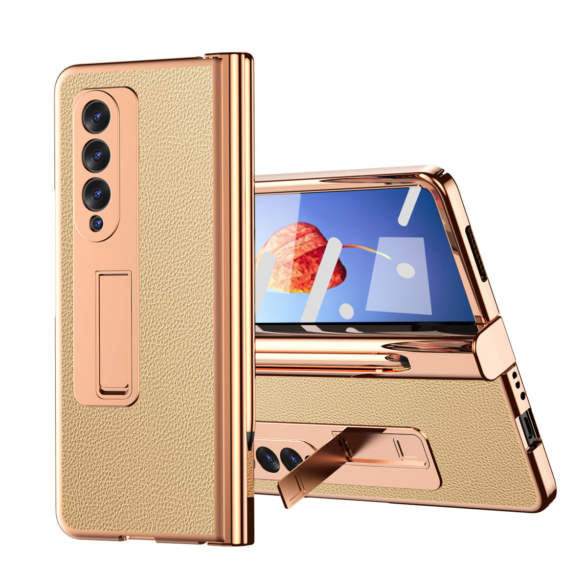 Samsung Fold3 phone case folding with pen slot pen pen pen plain leather protective case FOLD2 all inclusive anti fall suitable - V.I.P Digital Presence