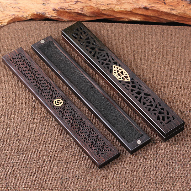 Wooden thread incense box, black sandalwood inlaid with boxwood, sleeping incense burner, incense burner, household indoor agarw - V.I.P Digital Presence