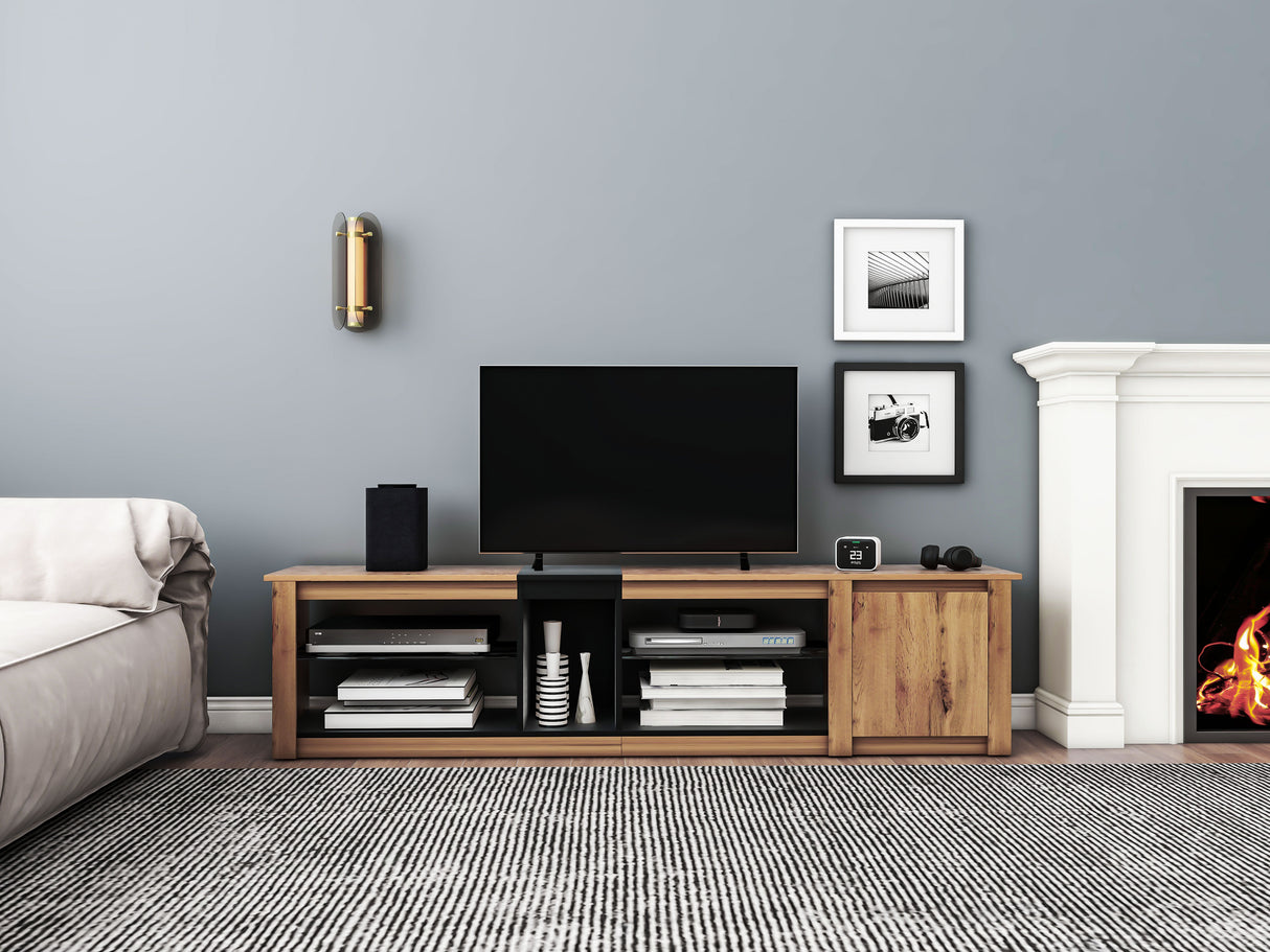 ModernTV stand suitable for TVs under 80 inches, media console with multifunctional storage, and LED lights - V.I.P Digital Presence