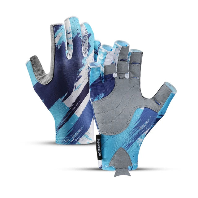 Guantes de pesca para hombre y mujer, antideslizantes, de medio dedo, con protección UV, ligeros, transpirables, para deportes al aire libre, pesca y navegación.