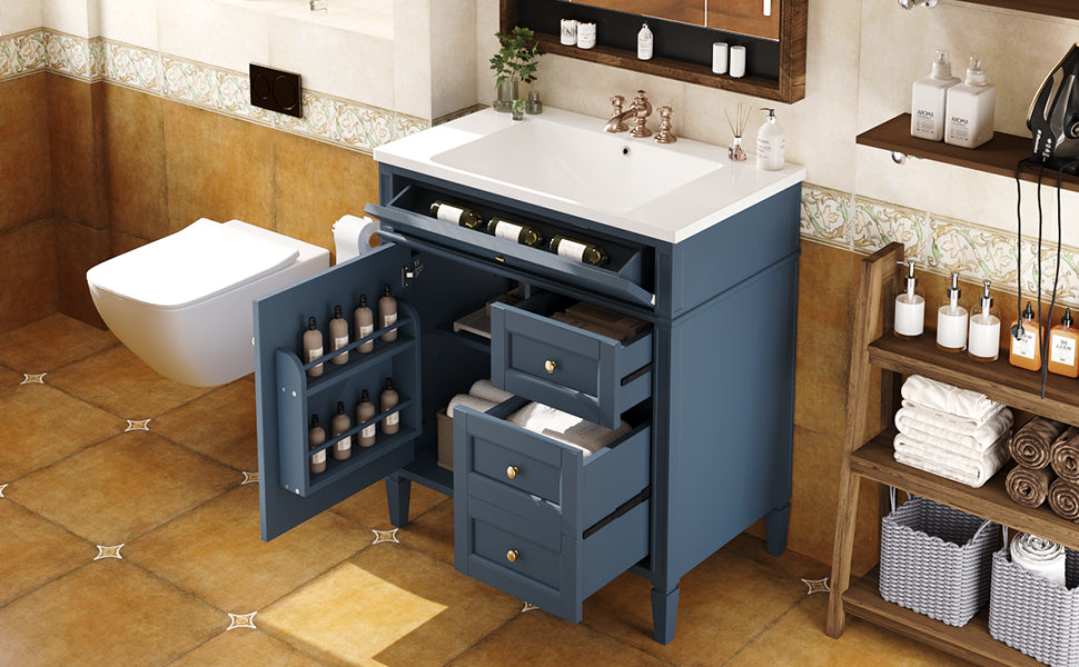 30 inch bathroom vanity with top sink, storage cabinet with 2 drawers and 1 drawer, single sink bathroom vanity - V.I.P Digital Presence