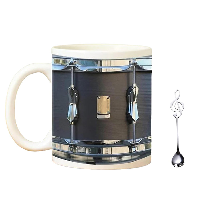 Vintage Drum Mug, 11oz. Black & White, Funny Ceramic Mug. Ideal Cool Gift for Drummers and Musicians. - V.I.P Digital Presence