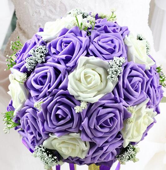 Bride Holding Flowers Romantic Wedding Colorful Bride 's Bouquet Red Pink Blue And Purple Bridal - V.I.P Digital Presence