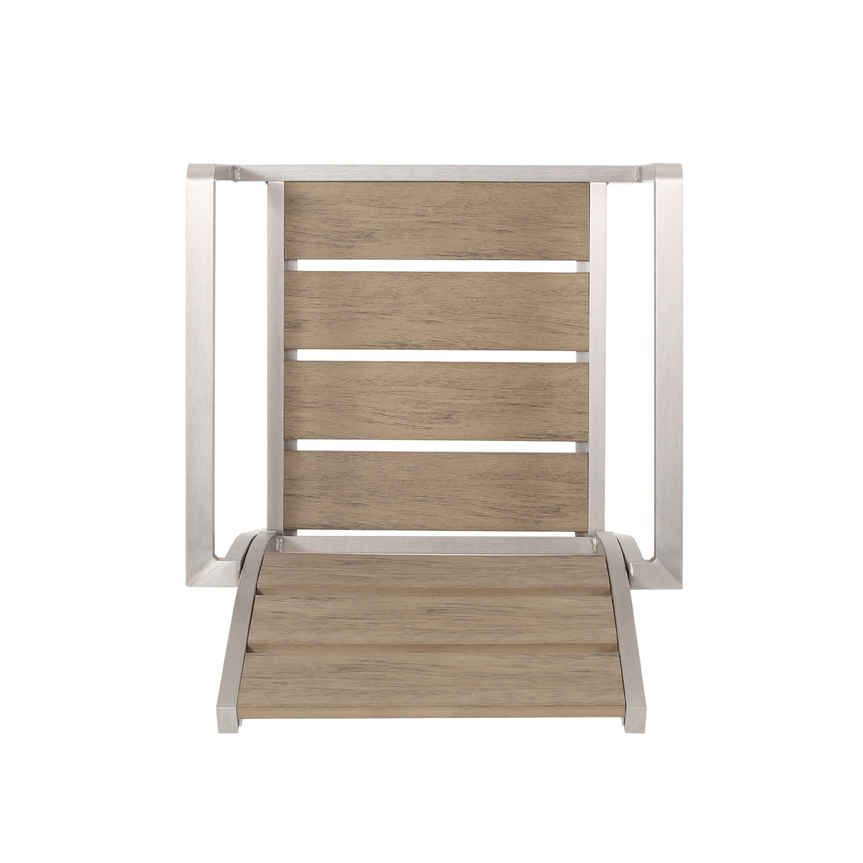 Outdoor Modern Aluminum Dining Chair with Faux Wood Seat (Set of 2), Natural and Silver - V.I.P Digital Presence
