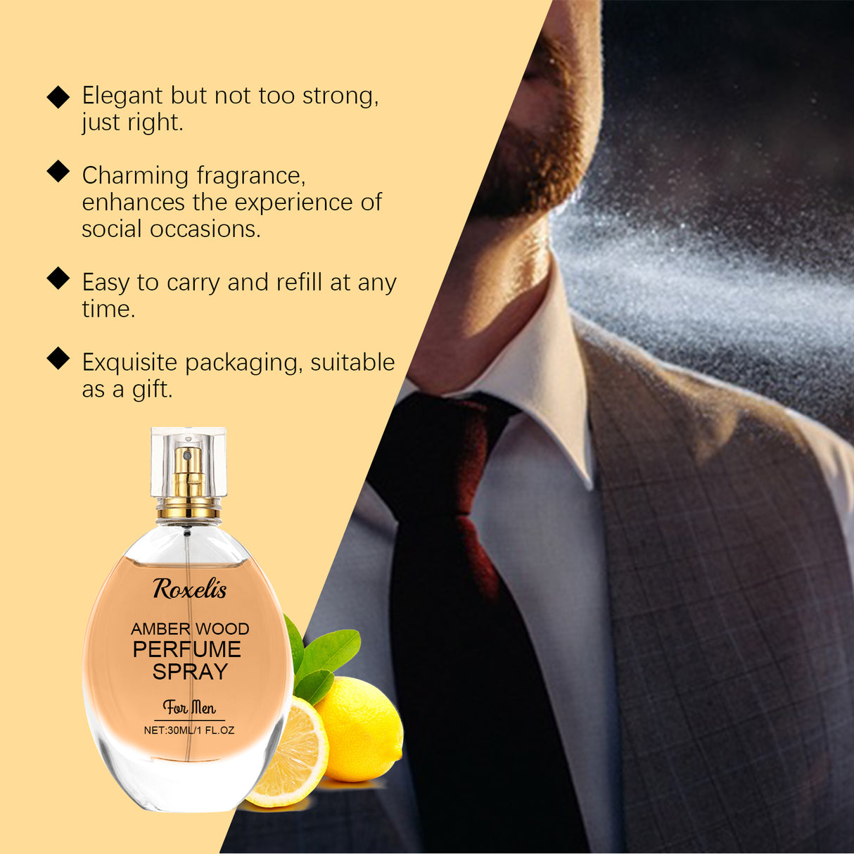 Amber Wood Perfume Spray Fresh Scent Exudes Charm Amber Natural Light Long-Lasting Portable Perfume - V.I.P Digital Presence