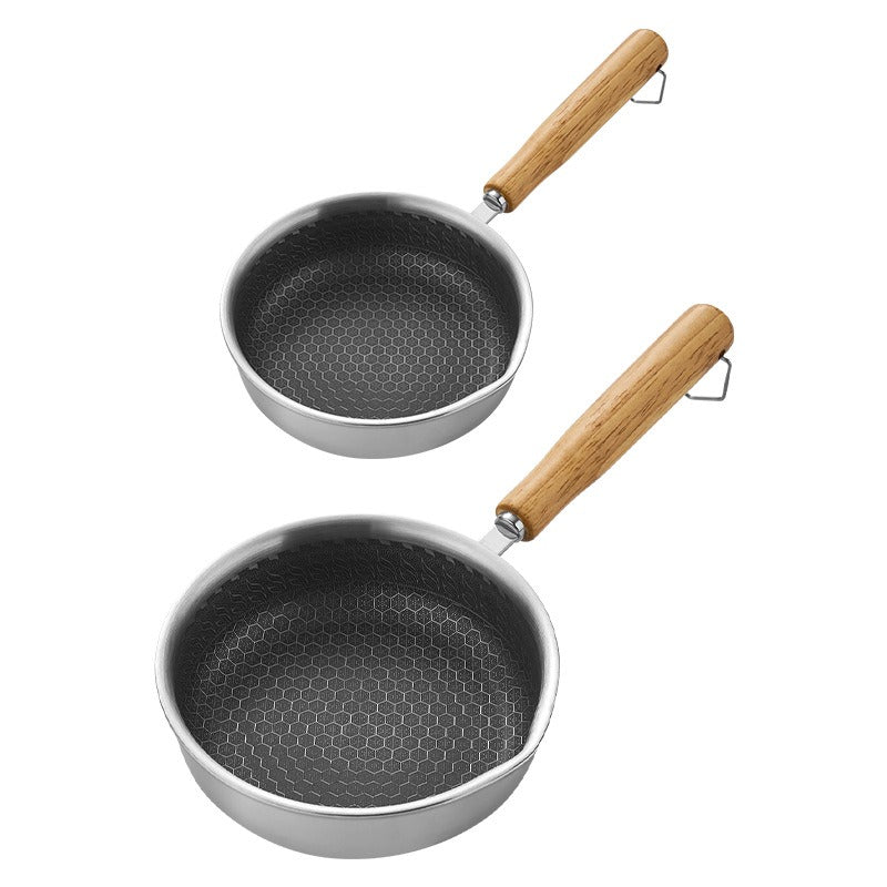 Stainless steel flat bottomed frying pan, non stick pan, deepening multifunctional mini frying pan for steak and eggs, small fry - V.I.P Digital Presence